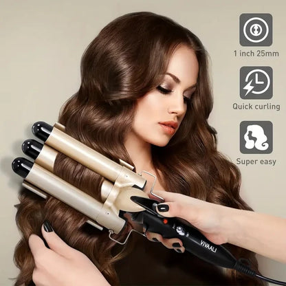 Triple hair curler